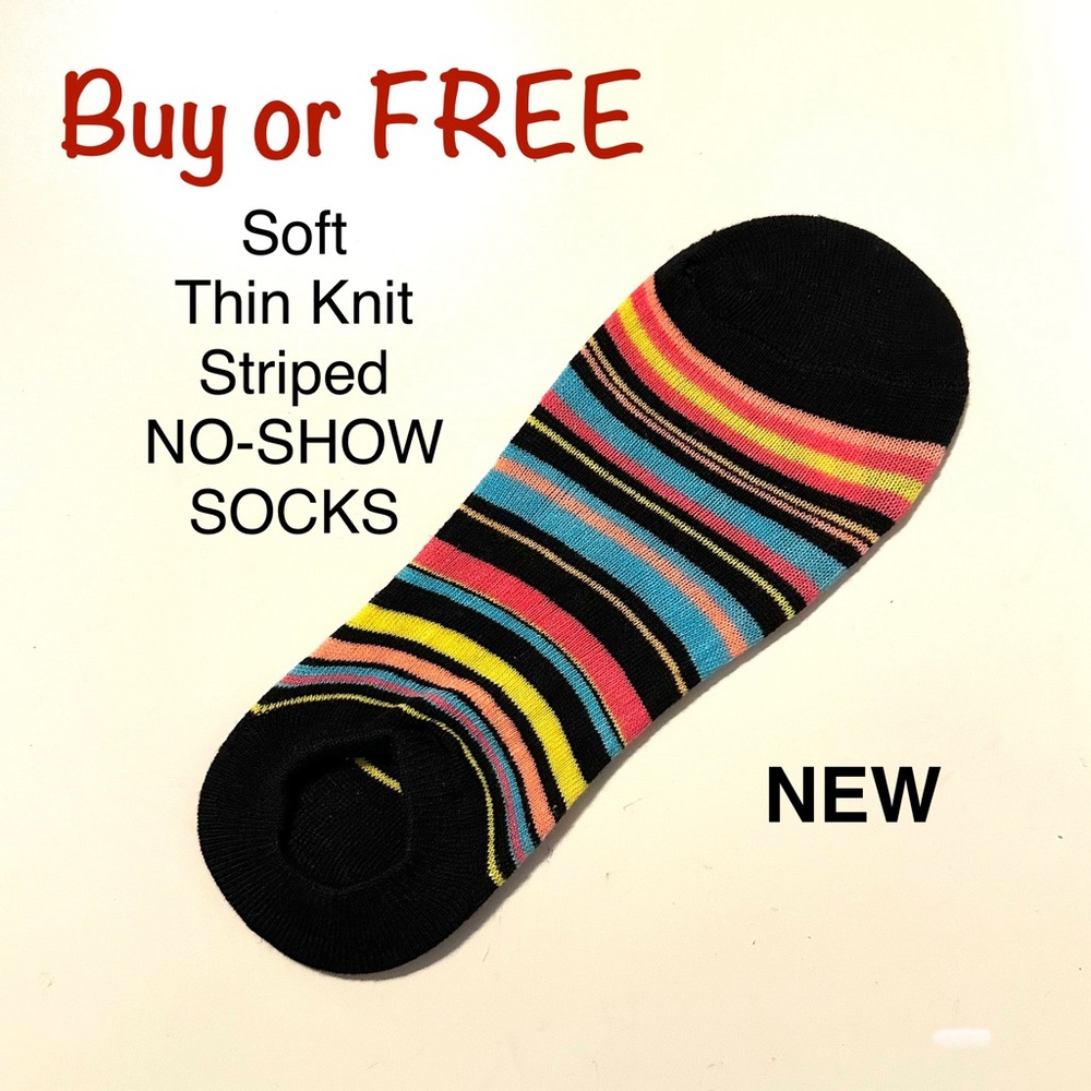 ⭐️Buy or Free 💫 No-Show Socks Striped Stretch Thin Knit Freebie MF21